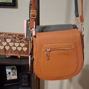 Stylish Fendi Tan and Gray Crossbody Bag